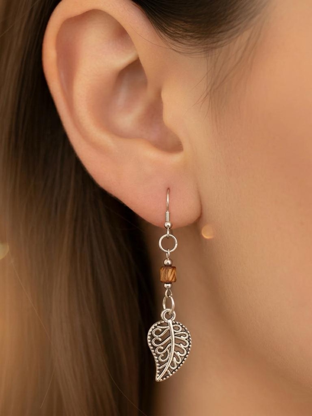 Artisan Silver Leaf Filigree Drop Earrings